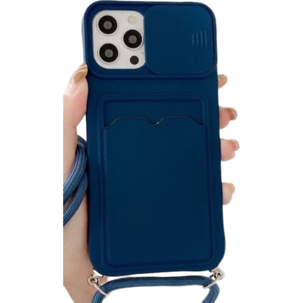 iPhoneケース スマートフォンケース スマホ ソフトカバー ショルダーストラップ付き 肩掛け 背面保護 レンズカバー スライド式 無地 シンプル | ブランド登録なし | 03