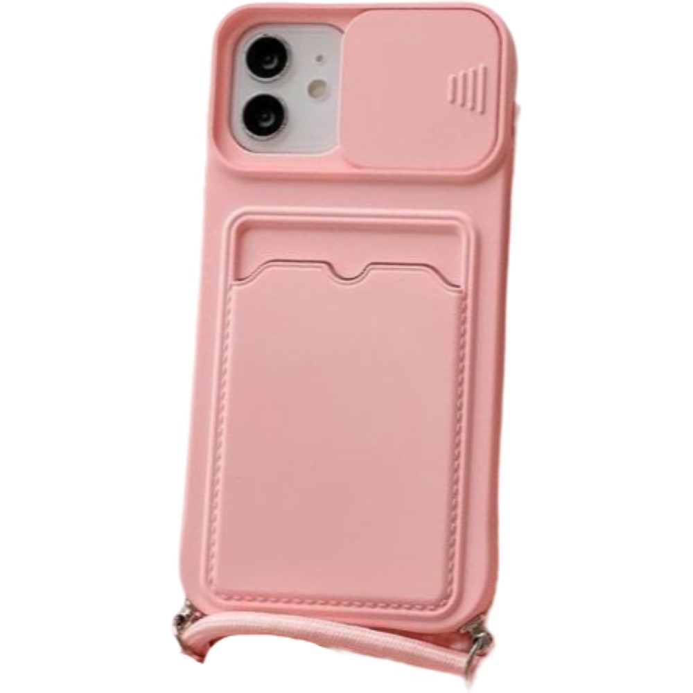 iPhoneケース スマートフォンケース スマホ ソフトカバー ショルダーストラップ付き 肩掛け 背面保護 レンズカバー スライド式 無地 シンプル | ブランド登録なし | 04