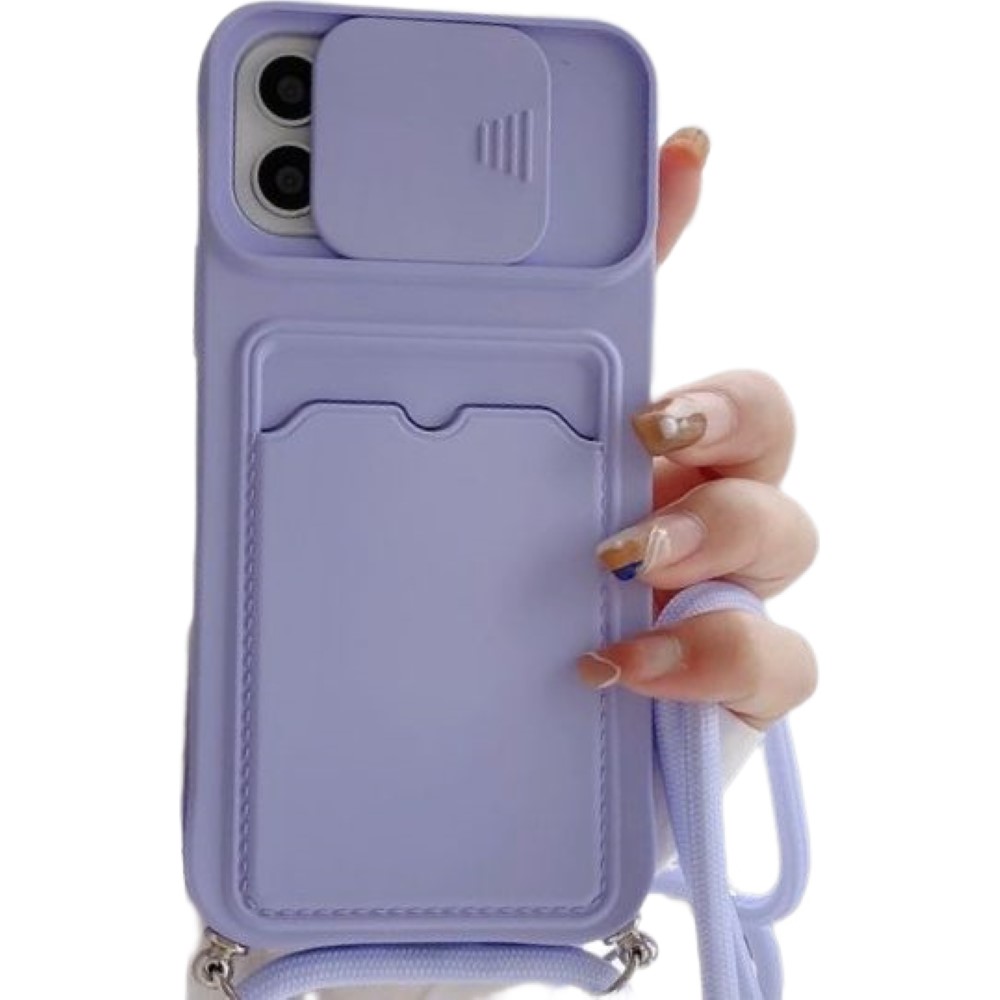 iPhoneケース スマートフォンケース スマホ ソフトカバー ショルダーストラップ付き 肩掛け 背面保護 レンズカバー スライド式 無地 シンプル | ブランド登録なし | 05