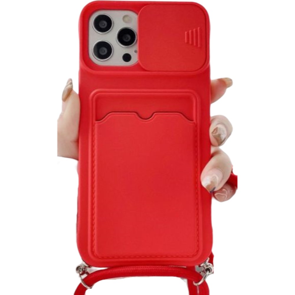 iPhoneケース スマートフォンケース スマホ ソフトカバー ショルダーストラップ付き 肩掛け 背面保護 レンズカバー スライド式 無地 シンプル | ブランド登録なし | 07