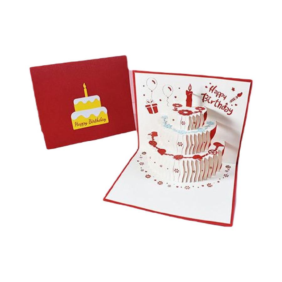 バースデーカード グリーティングカード 手紙 誕生日 HAPPYBIRTHDAY ケーキ ポップアップ 飛び出す 立体 メッセージカード かわいい お｜plusnao｜02