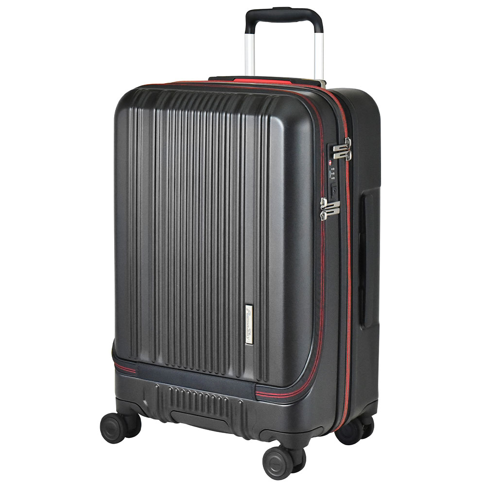 【新商品】Mサイズ スーツケース キャリーバッグ フロントオープン 拡張 大容量 53L(61L)軽量 HINOMOTO ストッパー 静音 出張  修学旅行 4泊5日
