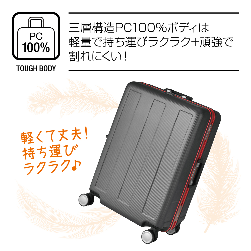 スーツケース フレームタイプ Lサイズ 67L 軽量 大容量 無料受託手荷物サイズ 国内旅行  5泊 6泊 1週間 アドバンスブーン 1101-60S | PLUS ONE（スーツケース） | 05
