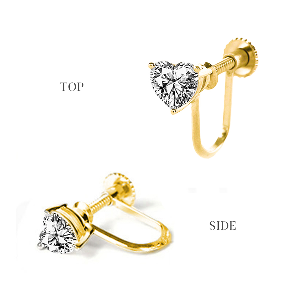 ダイヤモンド イヤリング 一粒 1ct プラチナ ハート 金属アレルギー ラボグロウン ダイヤ ダイヤモンドイヤリング ダイヤイヤリング 爆買の画像