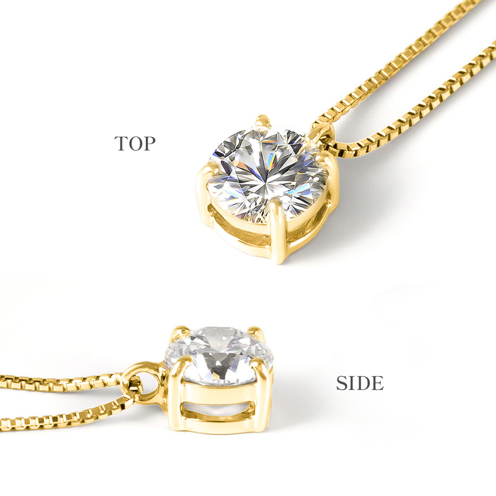 ダイヤモンド ネックレス 一粒 ダイヤモンドネックレス ダイヤ ネックレス 0.50ct ラウンド 一 粒ダイヤ 18金 K18 イエローゴールド ピンクゴールドラボグロウンの画像