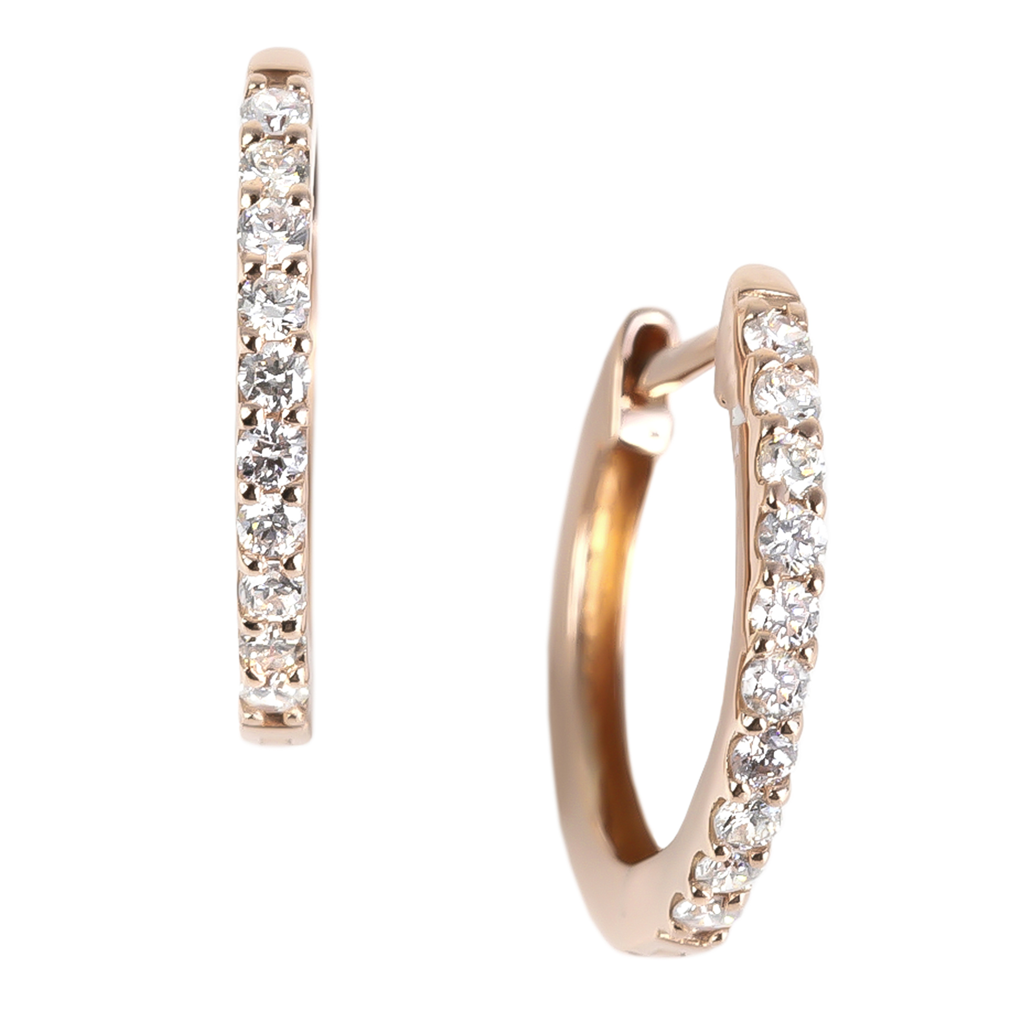 ピアス レディース フープピアス K18 ゴールド 18金 ピンクゴールド ダイヤモンド 0.2ct   ギフト 妻 記念日 つけっぱなし 爆買の画像