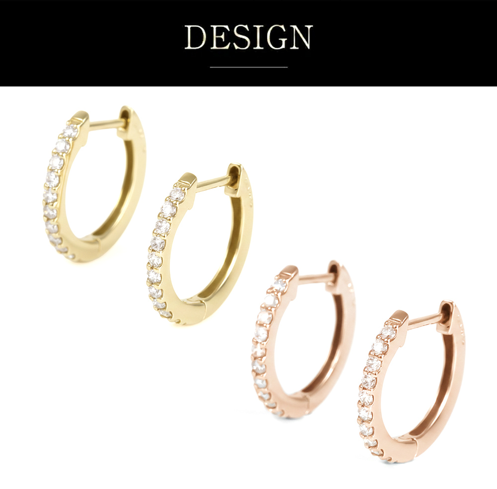 ピアス レディース フープピアス K18 ゴールド 18金 ピンクゴールド ダイヤモンド 0.2ct   ギフト 妻 記念日 つけっぱなし 爆買の画像