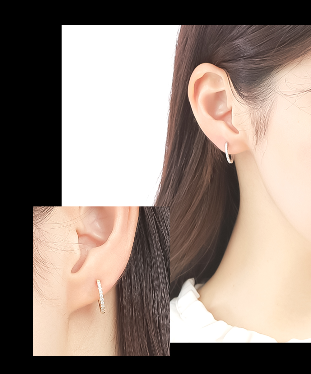 ピアス レディース フープピアス プラチナ Pt950 ダイヤモンド 0.2ct   ギフト 妻 記念日 つけっぱなし 爆買の画像