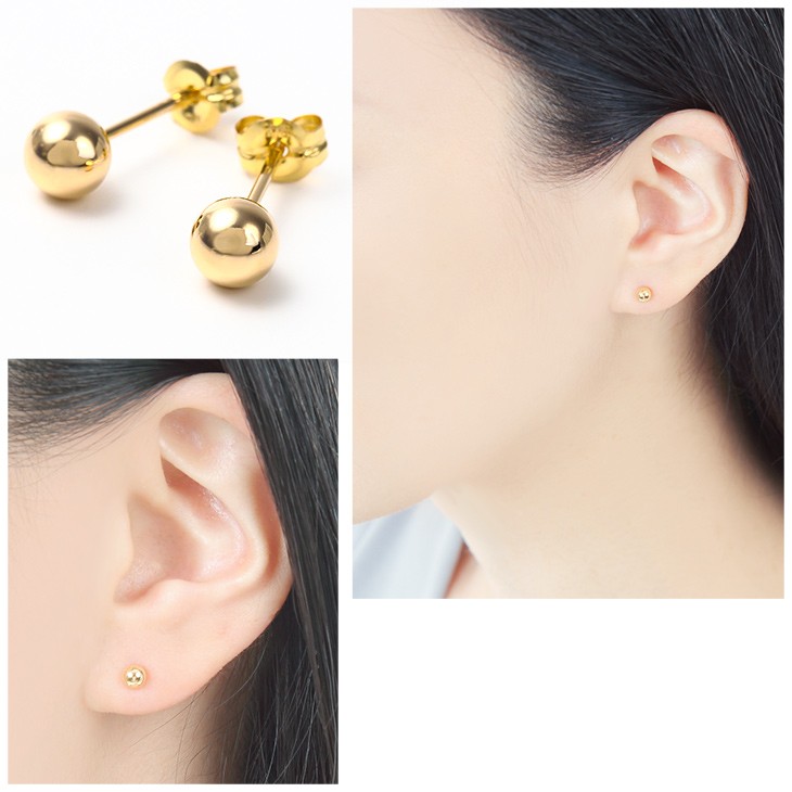 ピアス 18金 丸玉 4mm K18 金属アレルギー対応 ボールピアス セカンドピアス レディース メンズ つけっぱなし シンプル セカンドピアス プレゼント 爆買 関連画像3