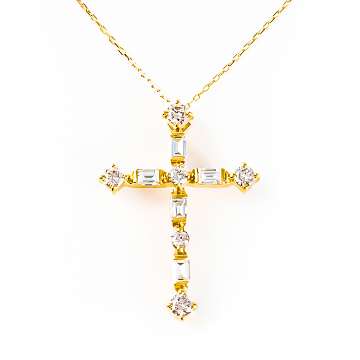ダイヤモンドネックレス レディース プラチナ クロス ダイヤ ネックレス 0.5ct 十字架 18金 k18 シンプル ジュエリー プレゼント 女性  記念日
