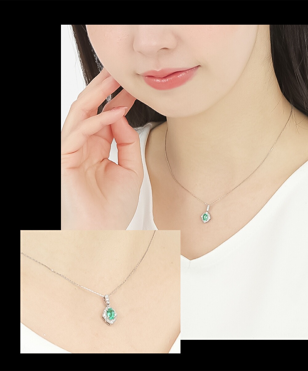 エメラルド ネックレス 天然石 PT プラチナ エメラルドネックレス 一粒 ダイヤ ダイヤモンド  5月 誕生石 ペンダント 金属アレルギー 鑑別書 誕生日 ギフト 爆買の画像