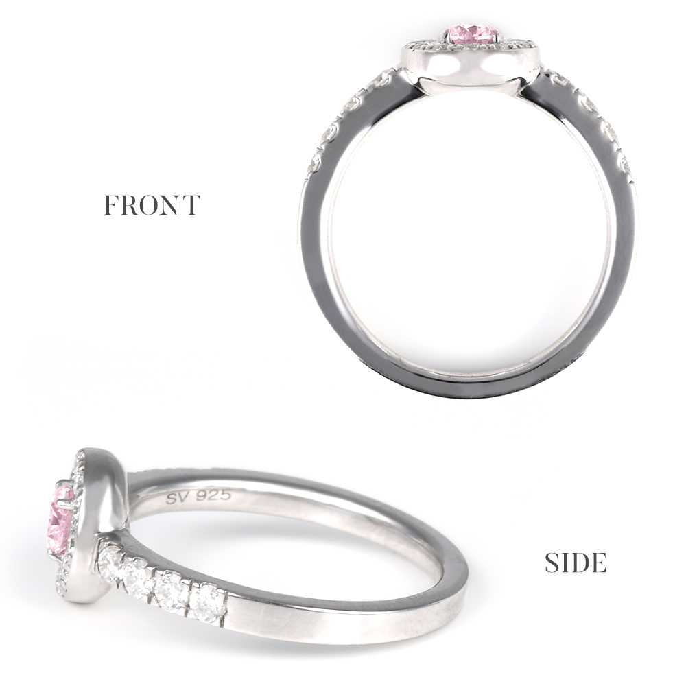 モアサナイト　指輪　2ct　ハート　ピンク　ロシアンカット　フリーサイズ Dulcis リング, ハートカット, パヴェ, ハート, ピンク | Swarovski