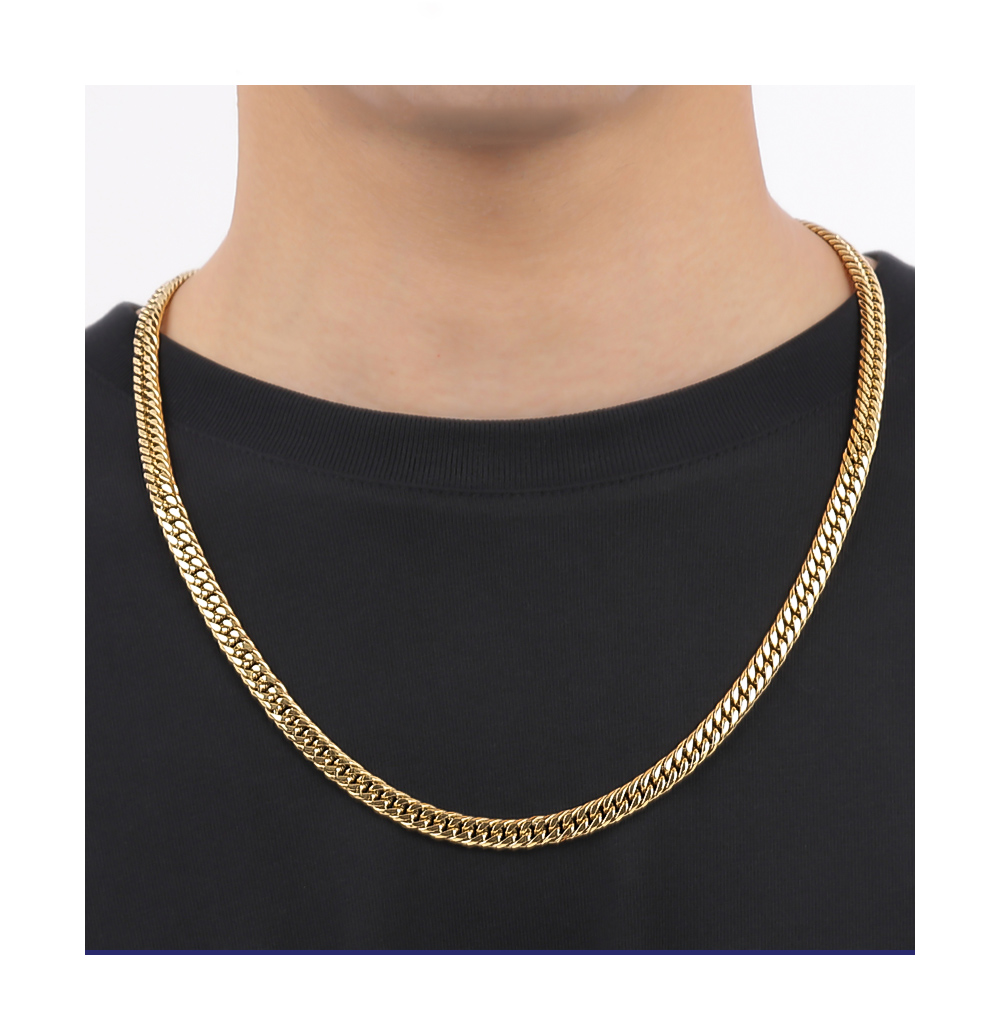 喜平 ネックレス 18金 カラー ステンレス 喜平ネックレス 6面 6面ダブル 60cm つけっぱなし チェーンのみ メンズ メンズネックレス ダブル キヘイ K18 爆買の画像