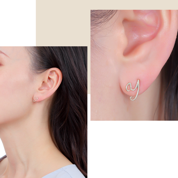 STAR JEWELRY アルファベットピアス(M) DIAMOND INITIAL PIERCE (M)(片耳用)(2ZP1603)K18 ピアス