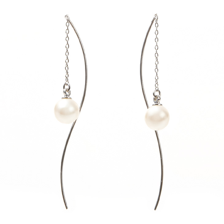 ピアス レディース アレルギー対応 パール 真珠 一粒 アメリカン ぶら下がり 大きめ 揺れる 18金 18k ゴールド ロング 母の日 女性 | ジュエリースタジオ プラスター | 01