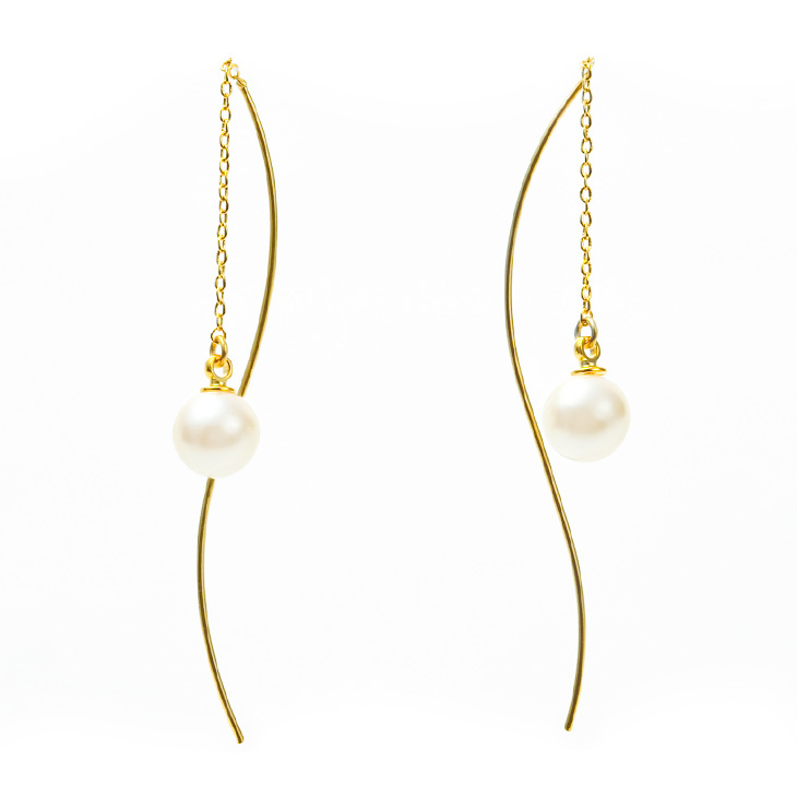 ピアス レディース アレルギー対応 パール 真珠 一粒 アメリカン ぶら下がり 大きめ 揺れる 18金 18k ゴールド ロング 母の日 女性 | ジュエリースタジオ プラスター | 02