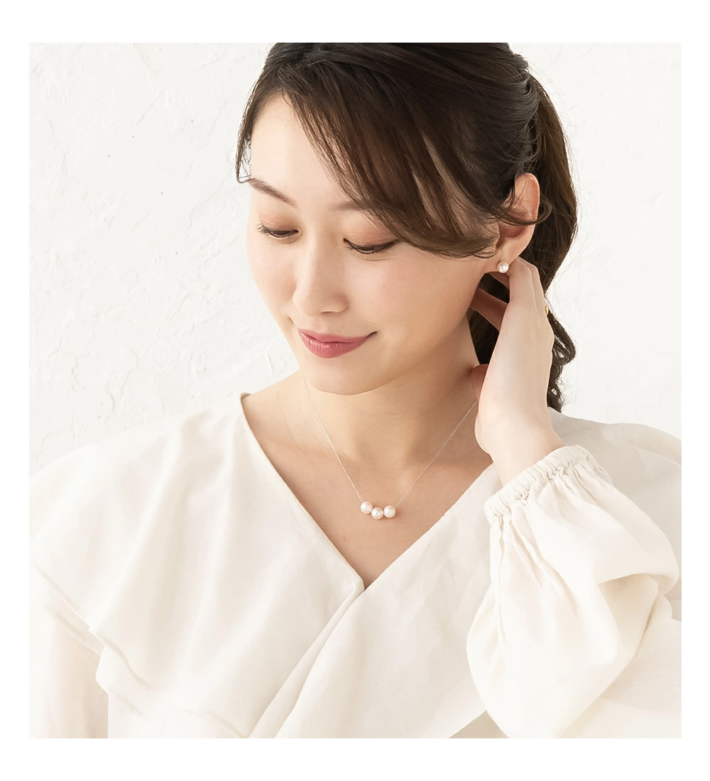 パール ネックレス 三粒 プラチナ 真珠 7mm-7.5mm 宇和島 本真珠 あこや真珠 レディース アクセサリー シンプル プレゼント 女性 誕生日 ギフト | ジュエリースタジオ プラスター | 06