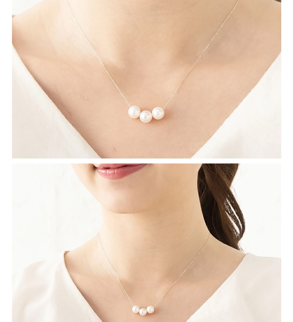 パール ネックレス 三粒 プラチナ 真珠 7mm-7.5mm 宇和島 本真珠 あこや真珠 レディース アクセサリー シンプル プレゼント 女性 誕生日 ギフト | ジュエリースタジオ プラスター | 07