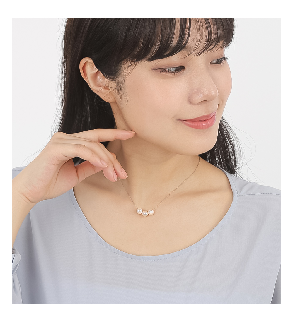 パール 真珠 ネックレス ステンレス 316L プラチナカラー 3粒 あこや真珠 冠婚葬祭 本真珠 パールネックレス 7mm - 7.5mm プレゼント アクセサリー ギフト | ジュエリースタジオ プラスター | 07