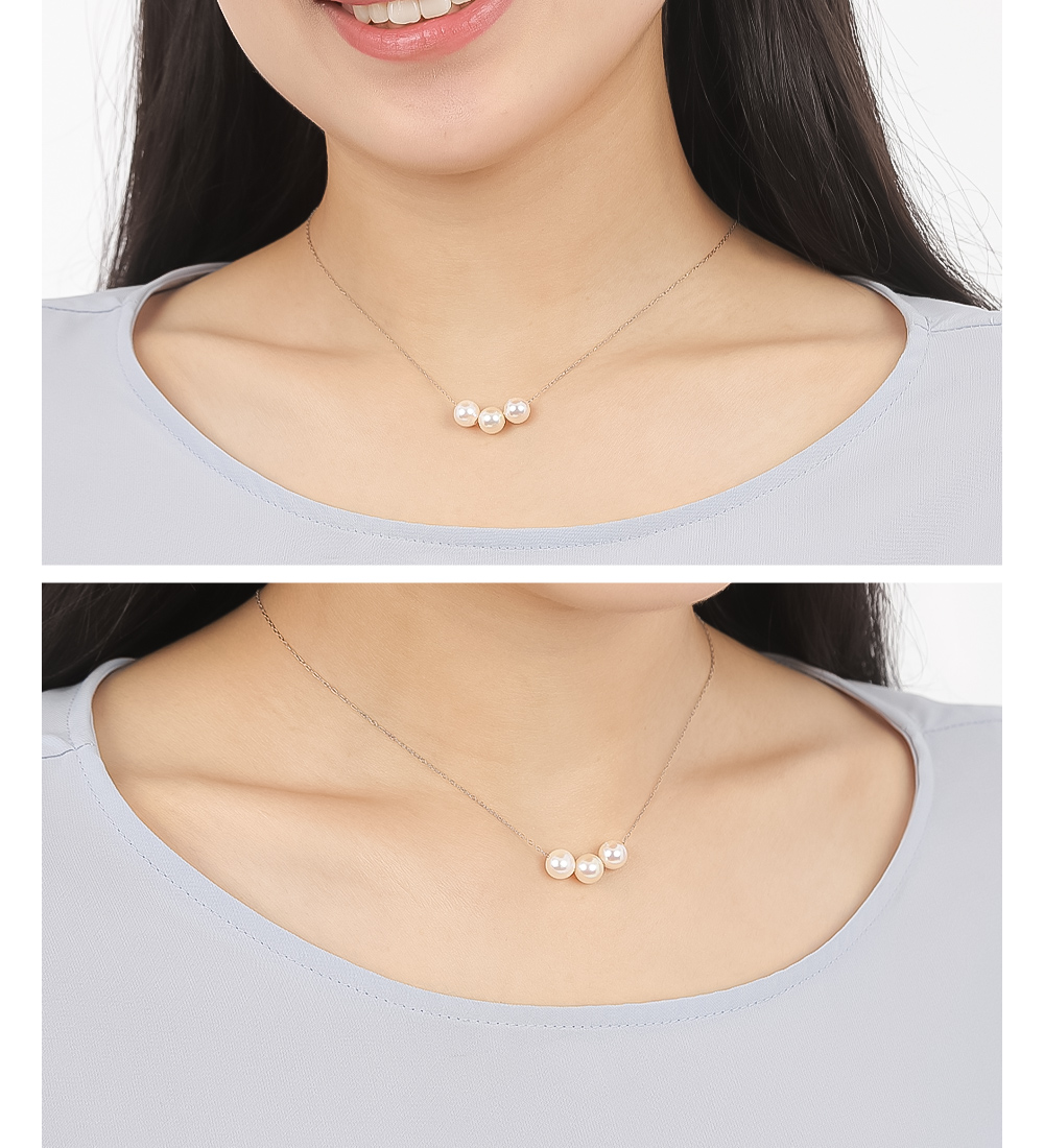 パール 真珠 ネックレス ステンレス 316L プラチナカラー 3粒 あこや真珠 冠婚葬祭 本真珠 パールネックレス 7mm - 7.5mm プレゼント アクセサリー ギフト | ジュエリースタジオ プラスター | 08