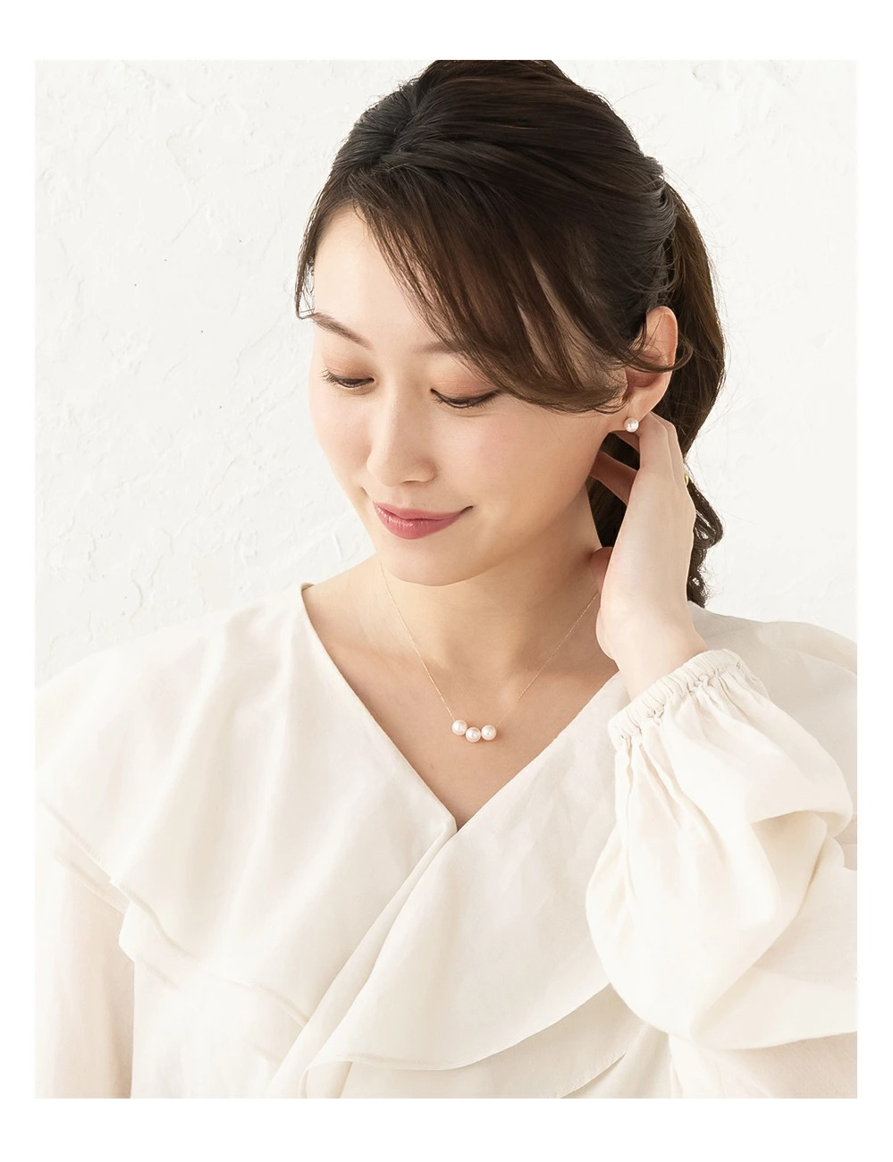 パール 真珠 ネックレス 18金 3粒 あこや真珠 冠婚葬祭 本真珠 パールネックレス 7mm - 7.5mm ホワイトデー アクセサリー ギフト | ジュエリースタジオ プラスター | 08