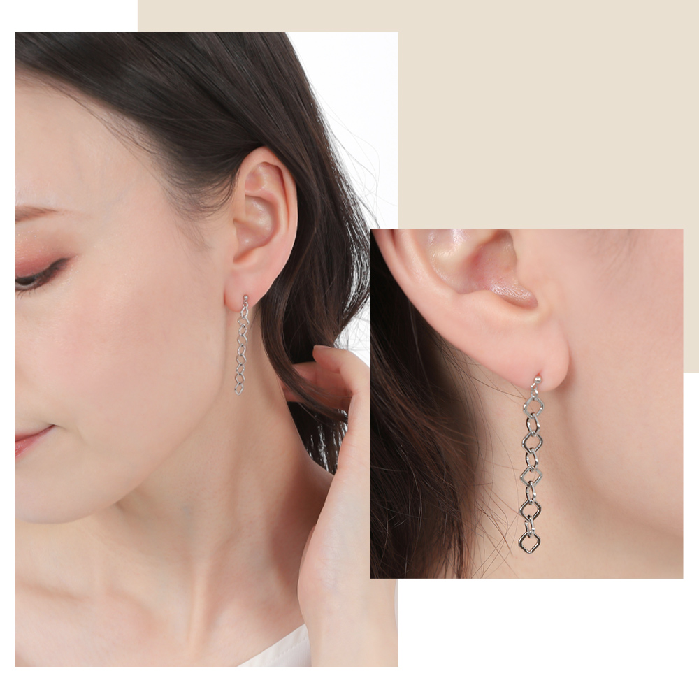 ピアス アレルギー対応 18k 18金 つけっぱなし レディース チェーンピアス ロングピアス シンプル キャッチ シリコン メンズ 女性 | ジュエリースタジオ プラスター | 09