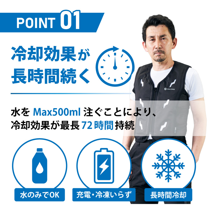 注水式ベスト Bodycool Smart-X 黒 M/L/XL INUTEQ スリーライク 暑さ