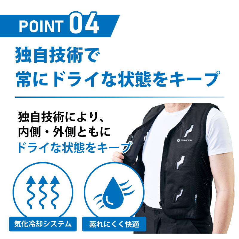 注水式ベスト Bodycool Smart-X 黒 M/L/XL INUTEQ スリーライク 暑さ