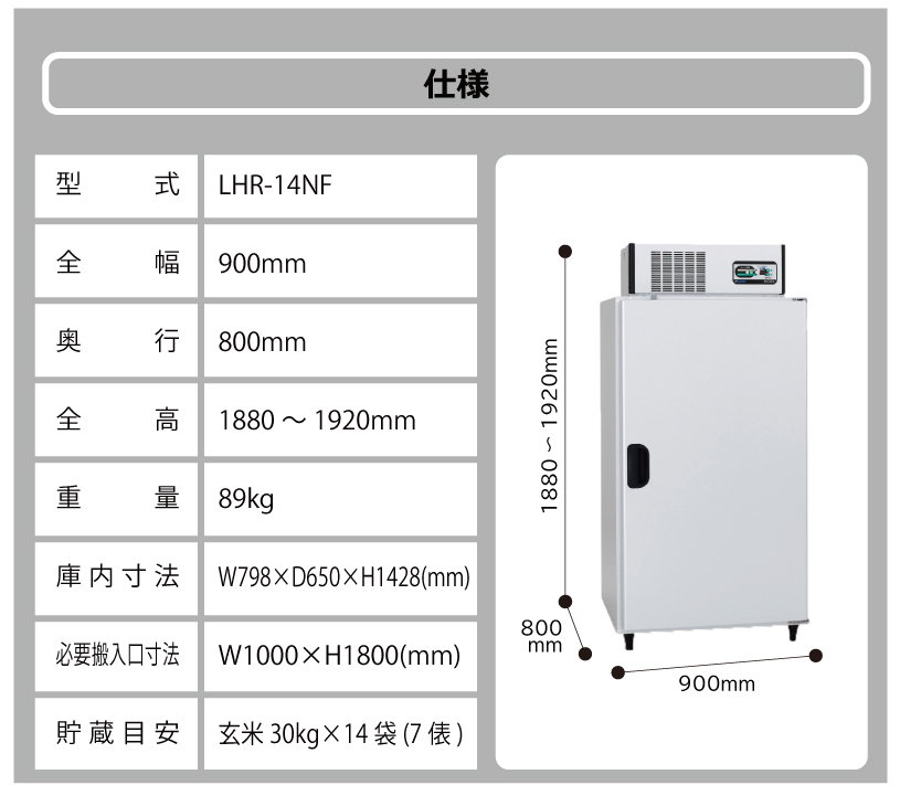 玄米保冷庫アルインコLHR-14