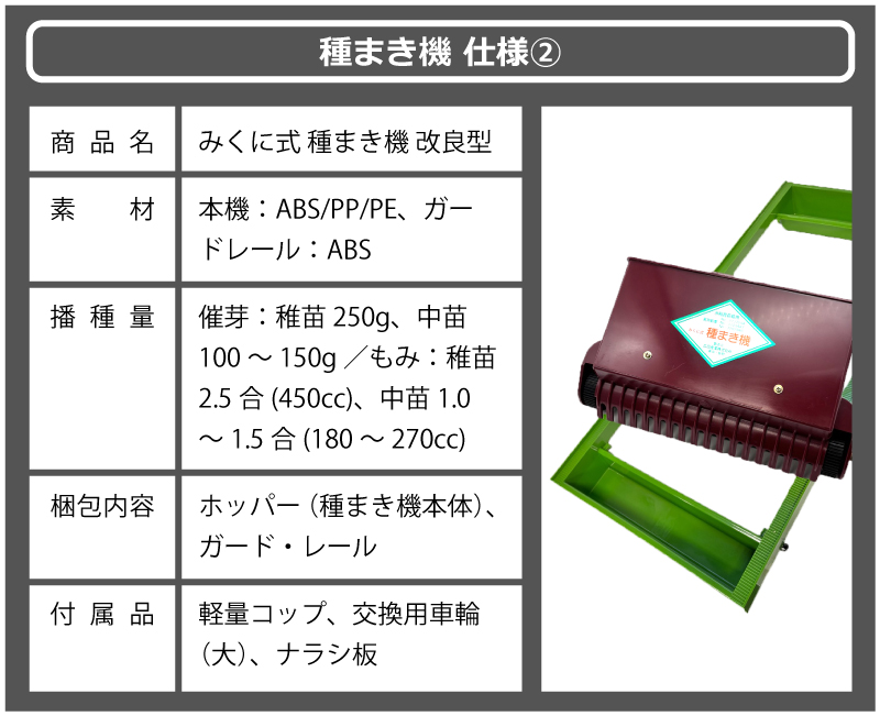 セットみくに式種まき機＆覆土専用機