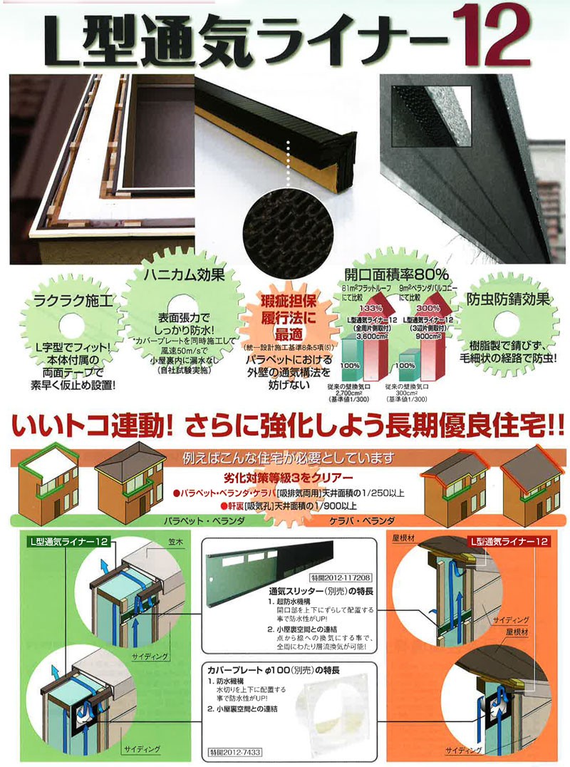 躯体換気部材 通気見切 L型通気ライナー12 10本入 パラペット ベランダ ケラバ 軒用 楽々施工 防虫 防錆 日本住環境 NJK アミ :  503787 : プラスワイズ建築 - 通販 - Yahoo!ショッピング