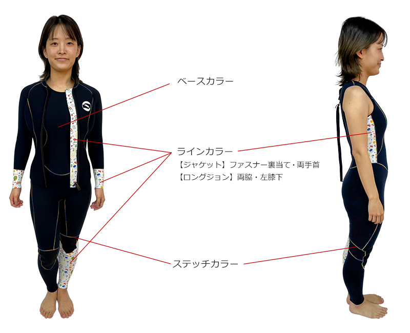 最新モデル 長袖ジャケットとロングジョン 別売り可能 ウエットスーツ