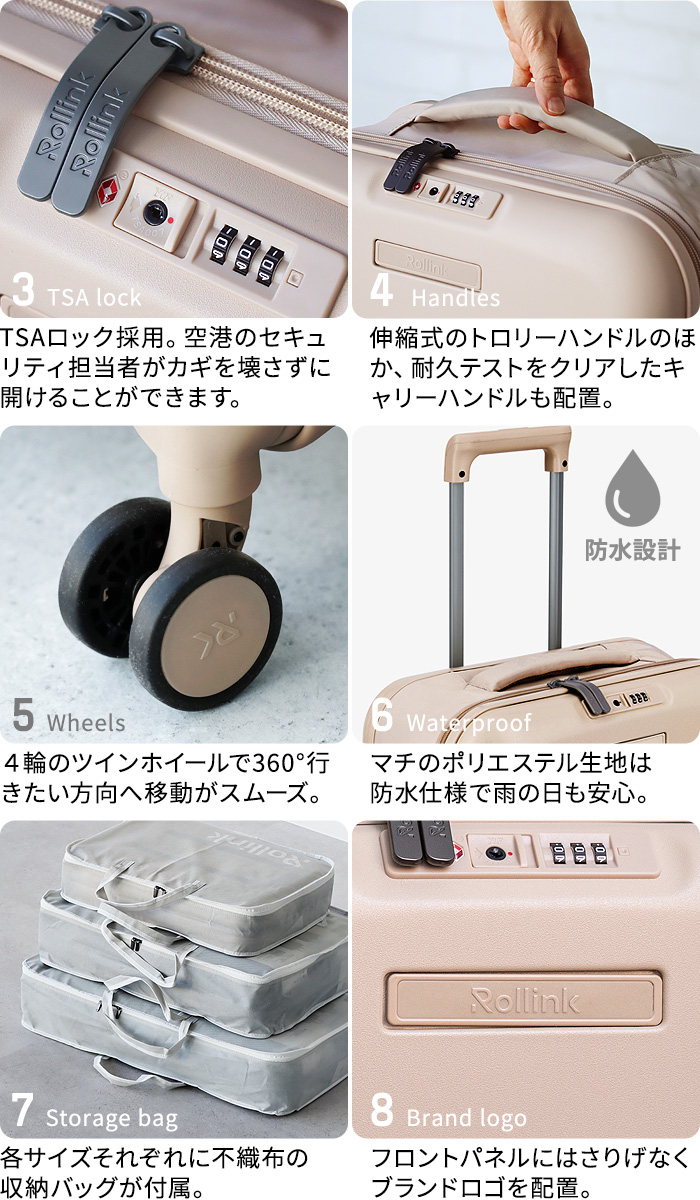 Rollink 【特典付】折り畳みスーツケース 機内持ち込み キャリーケース