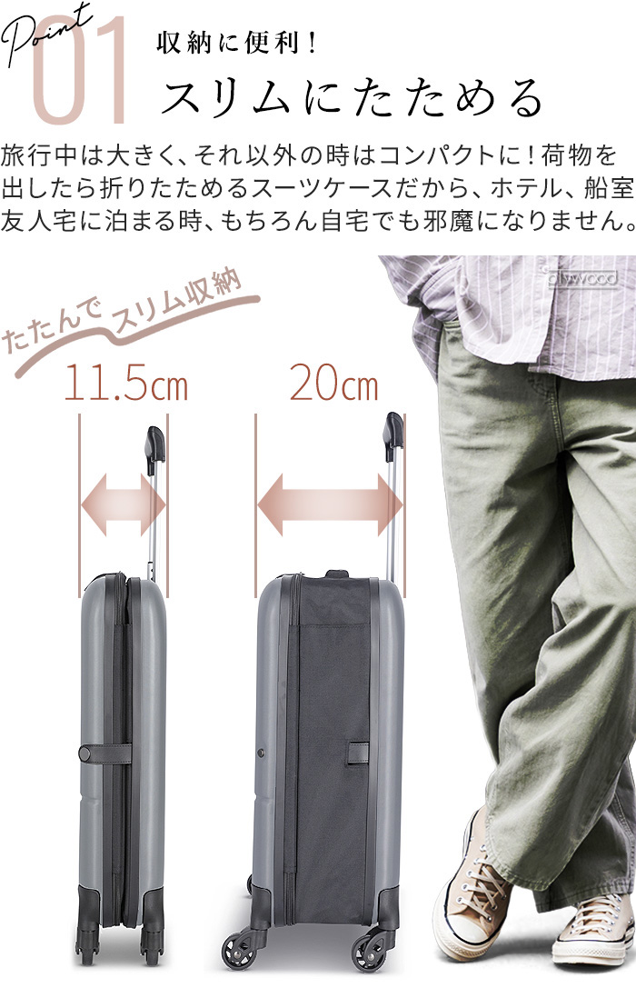 Rollink 【特典付】折り畳みスーツケース 機内持ち込み キャリーケース