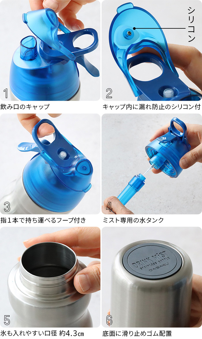 ドリンクミストSS 冷却スプレー 保冷水筒 水筒 マイボトル 洗いやすい