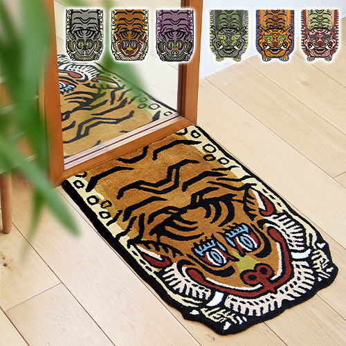 トラ ラグ ラグマット ディテール チベタン タイガー ラグ [ H1-75 / H2-75 ] DETAIL Tibetan Tiger Rug  厚手 チベタンタイガー 玄関マット 絨毯 マット 虎