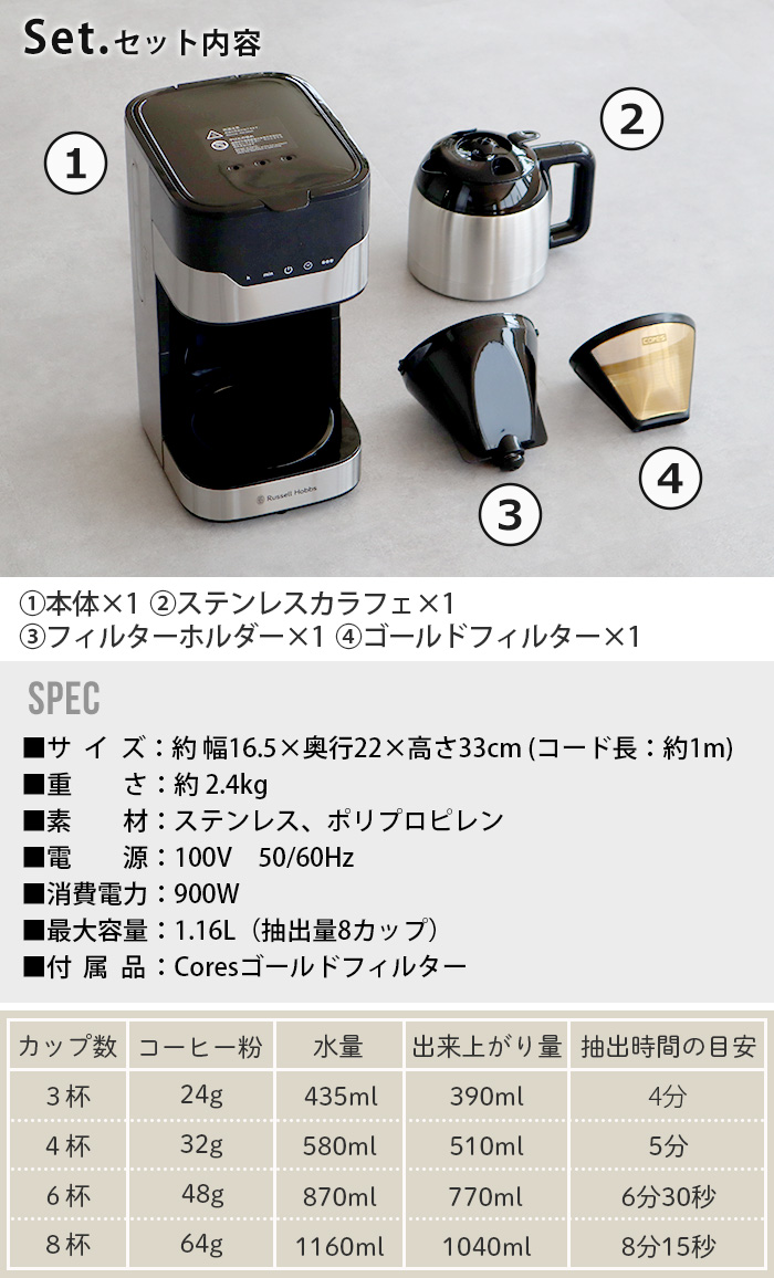 RUSSELL HOBBS（ラッセルホブス） 【選べる2大特典付】コーヒー