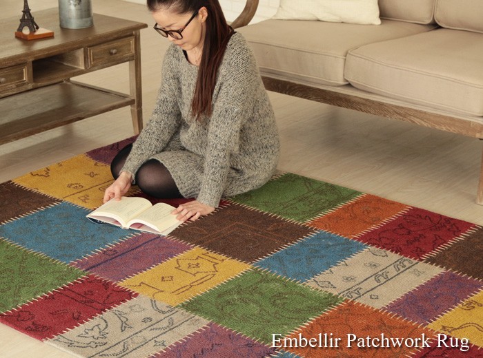 アンベリール パッチワーク ラグ デニム Embellir Patchwork Rug Denim