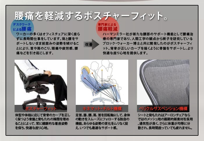 アーロンチェア ポスチャーフィットフル装備 ポリッシュドアルミニウム