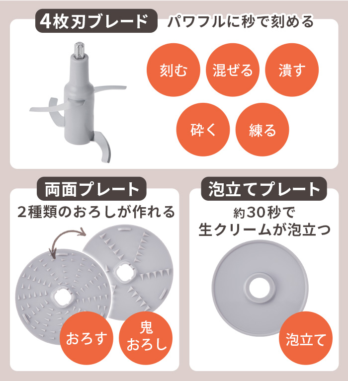 【3大特典付】フードプロセッサー 充電式 洗いやすい レコルト コードレス カプセルカッターボンヌ RCP-7 ブレンダー ミキサー 離乳食 氷も砕ける かき氷 | recolte | 07