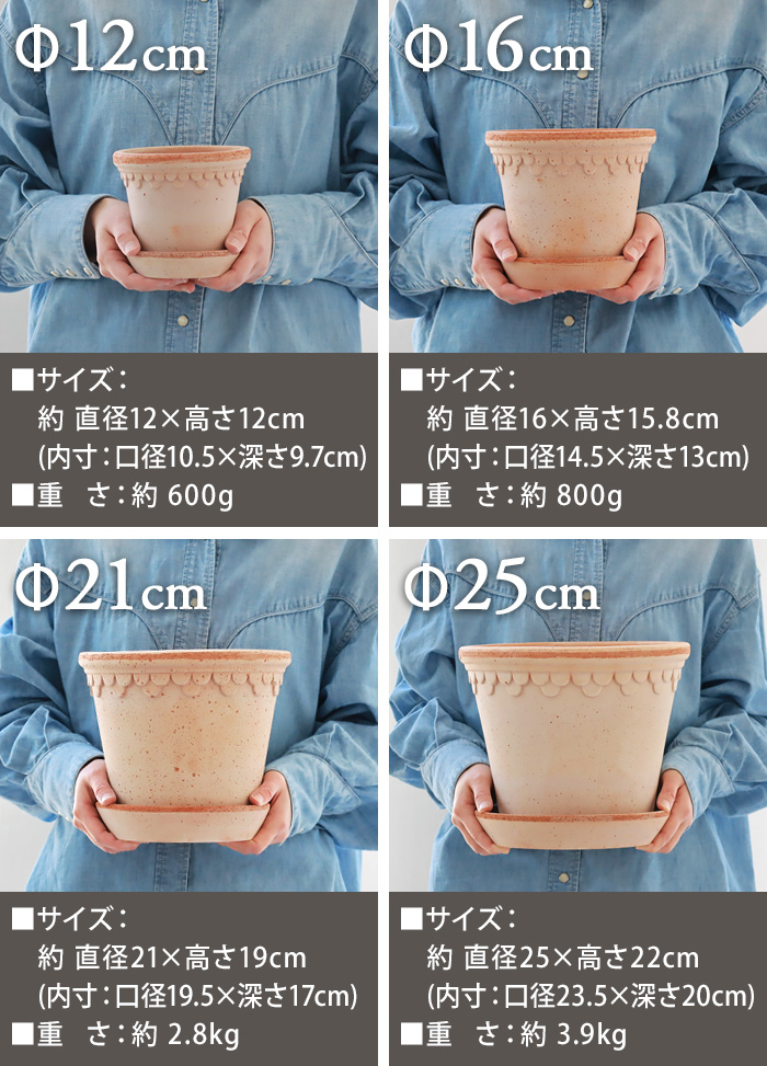 特典付】 植木鉢 テラコッタ プランター おしゃれ 丸型 陶器 鉢 受け皿