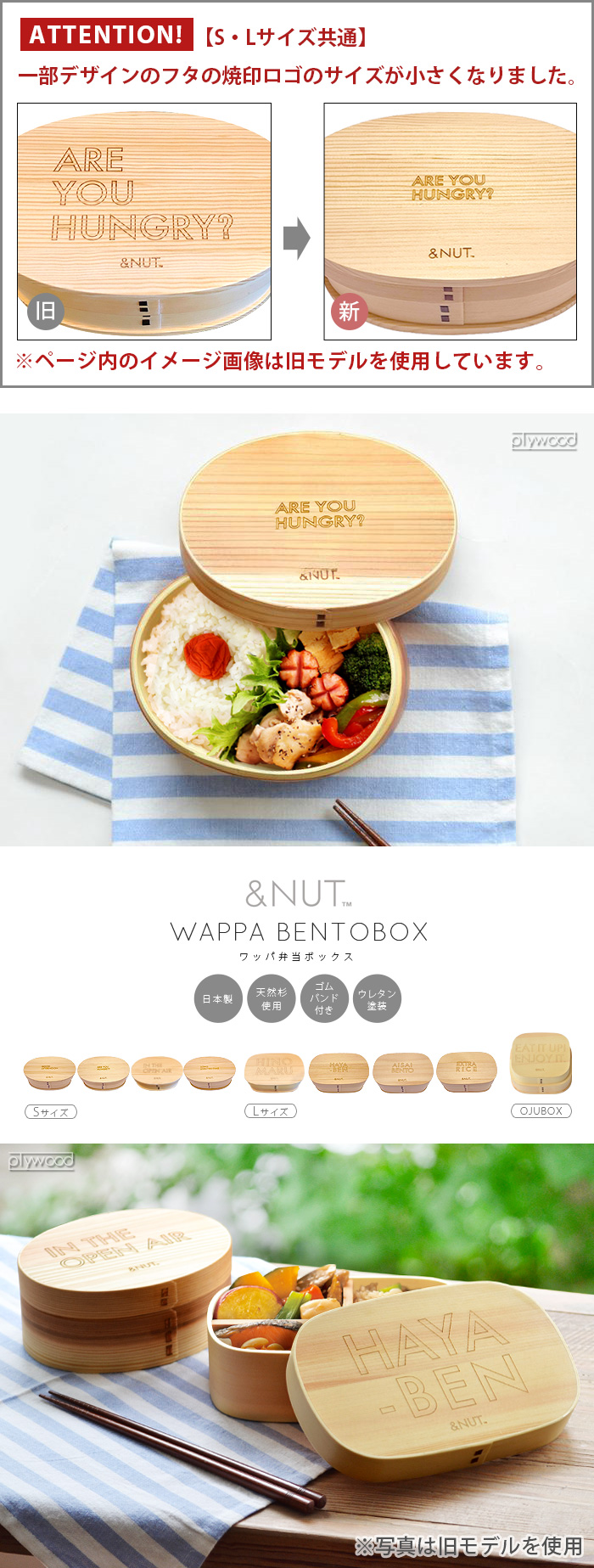 弁当箱 わっぱ お弁当箱 まげわっぱ & NUT WAPPA BENTOBOX Sサイズ