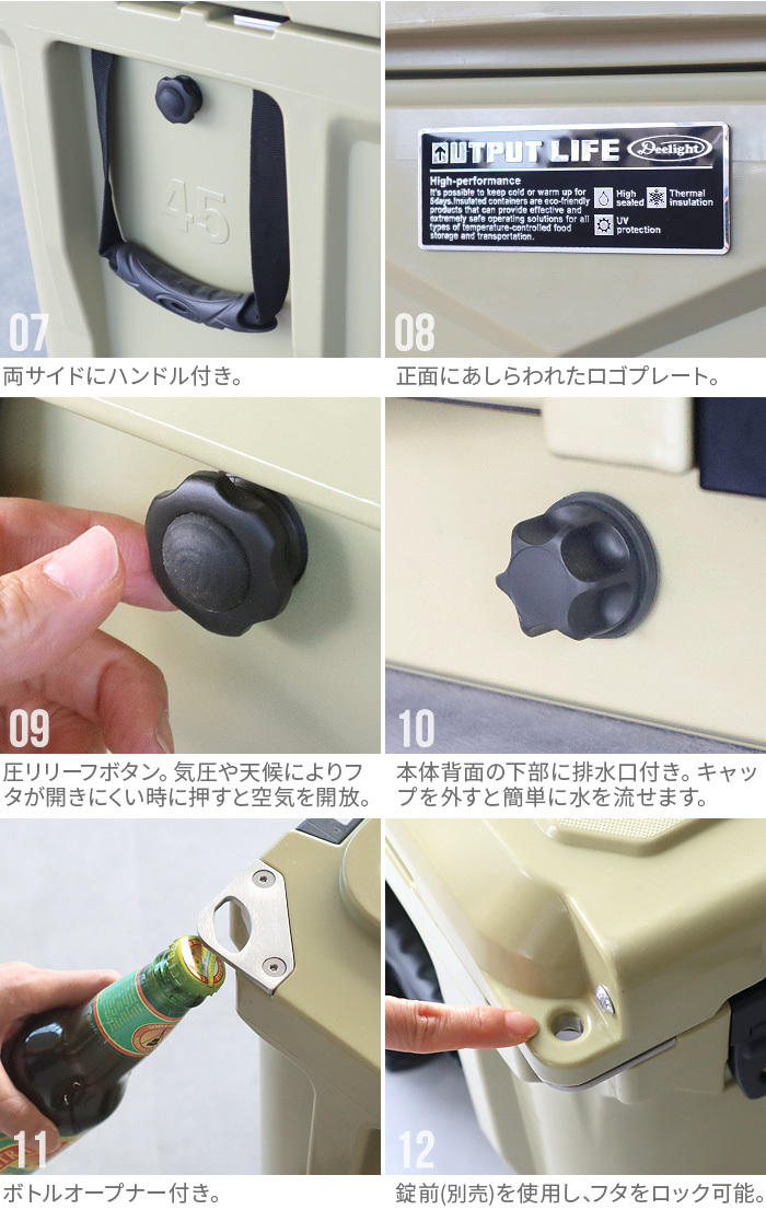 OUTPUT LIFE クーラーボックス 大型 大容量 タイヤ付き