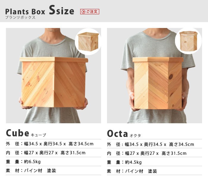 ハング アウト プラント ボックス キューブ/オクタ Sサイズ : plywood