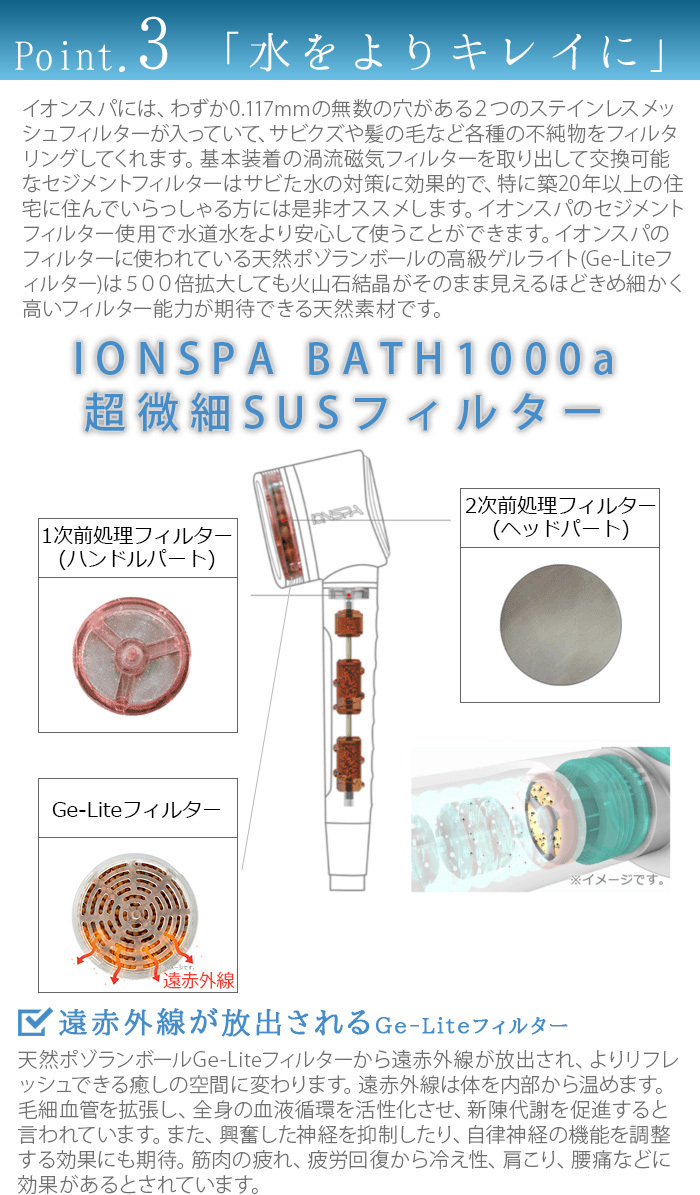 イオンスパ プレミアムシャワーヘッド BATH 1000α セジメント