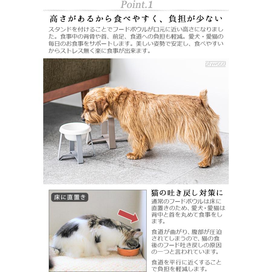 【LINEギフト】ペット 食器 陶器 犬 猫  pecolo Food Stand S tall [ステンレス] [陶器深型] PCL-FS-M PCL-FS-MT｜plywood｜07