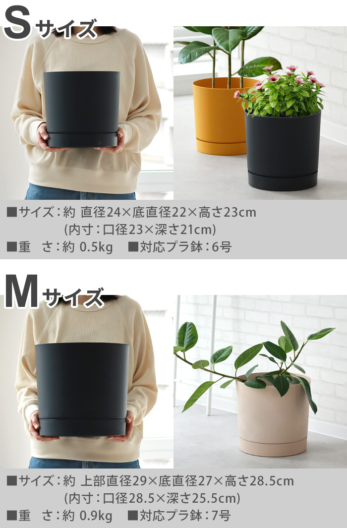 KONTON プランター 植木鉢 プラスチック おしゃれ 大型 丸型 鉢カバー