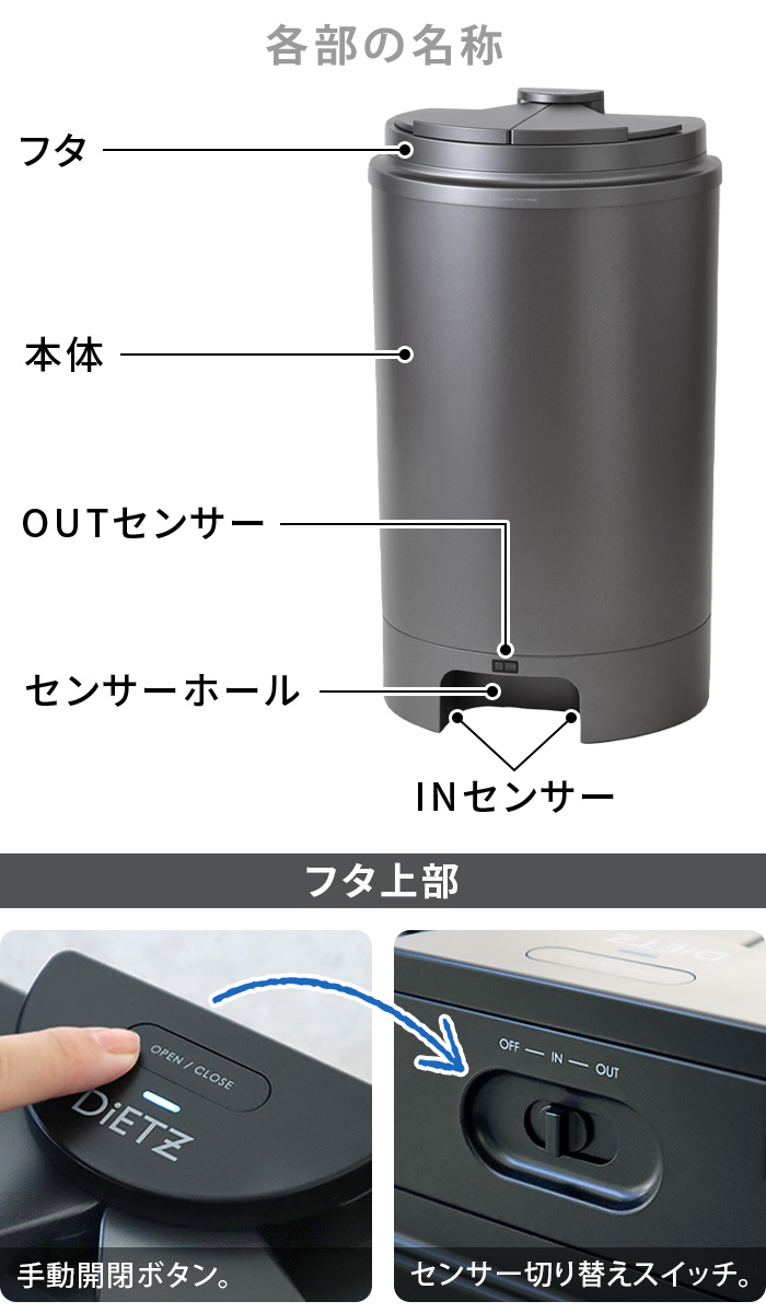 選べる特典付】ゴミ箱 45リットル ステンレス 自動 自動開閉 ふた付き