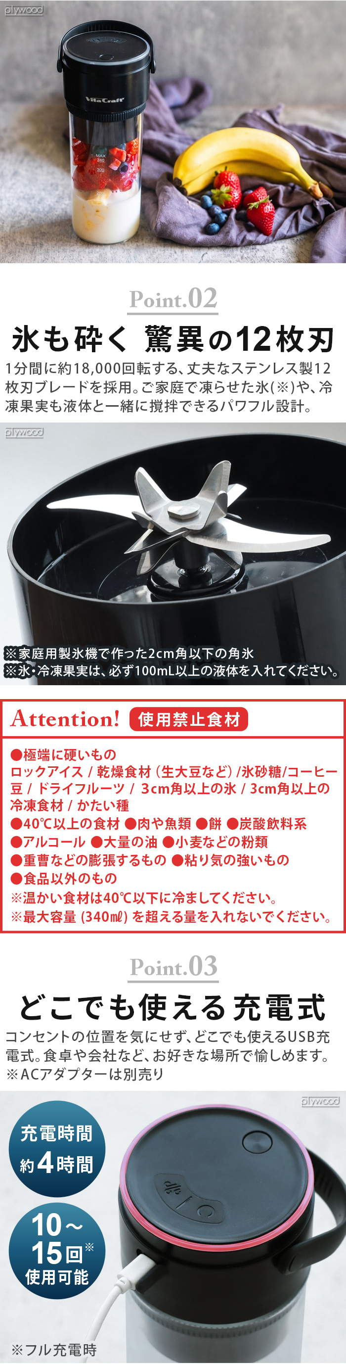 ビタクラフト Vita Craft 真空ブレンダー コンパクト VC-VB001BK