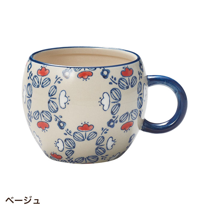 植木鉢 おしゃれ 穴なし 陶器 マグカップ型 レトロ 花柄 チェリッシュ